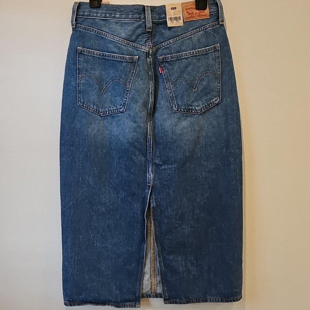 Levi's Blue Denim Straight Midi Skirt - Picture 2 of 10